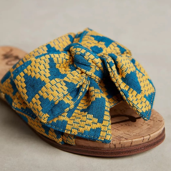 Sam Edelman Blue and Yellow Patterned Sandals - Picture 3 of 12